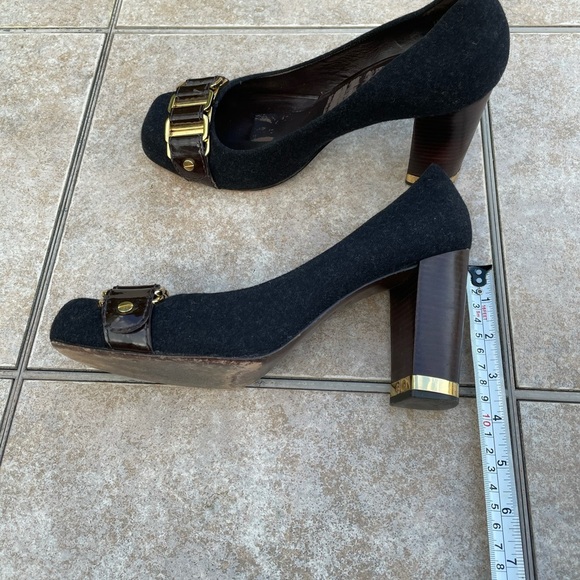 TORY BURCH Wool Pumps Heels Gold Size 9M - Picture 5 of 11
